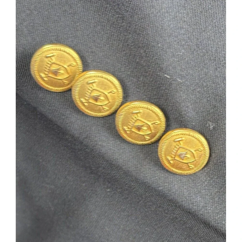 Lauren Ralph Lauren 46R Mens Blazer Navy Blue Wool Gold Button Jacket Sport Coat